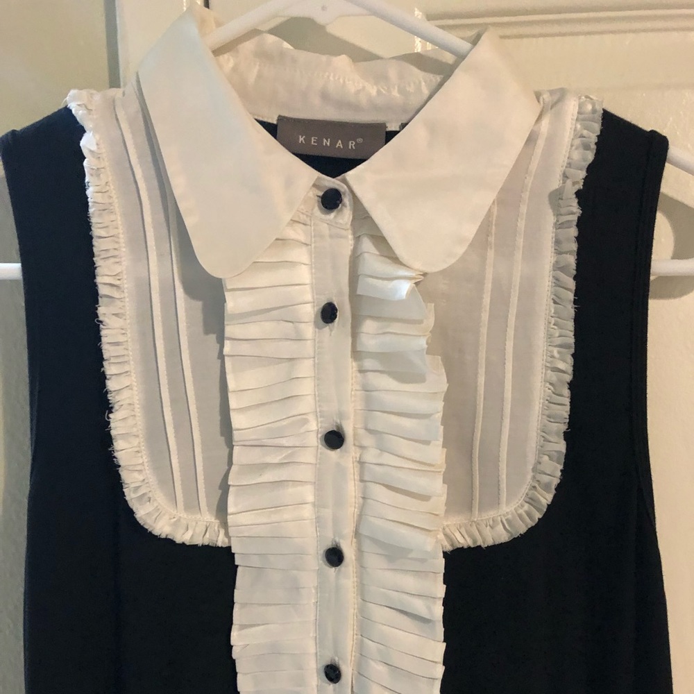 DESIGNER KENAR VINTAGE UNIQUE BLACK AND WHITE TOP